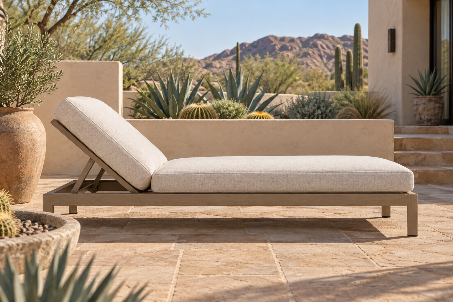 AI-created patio inspiration; not an actual installation or fabric sample